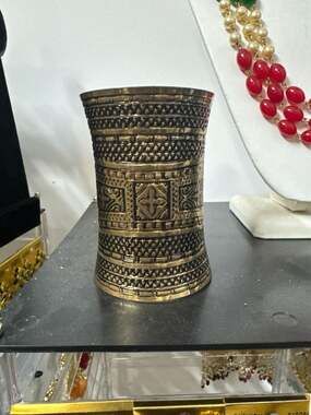 Vintage Etched Brass Wide Armor Cuff Bracelet